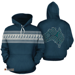 Aboriginal Hoodie, Australia Map Kangaroo Patterns
