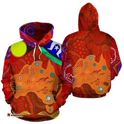 All Over Hoodie Aboriginal Red Patterns Map