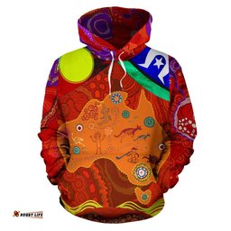 All Over Hoodie Aboriginal Red Patterns Map