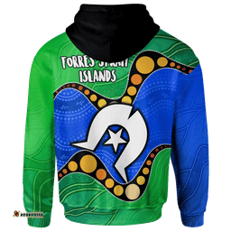Custom Torres Strait Islands Hoodie Flag with Aboriginal Patterns