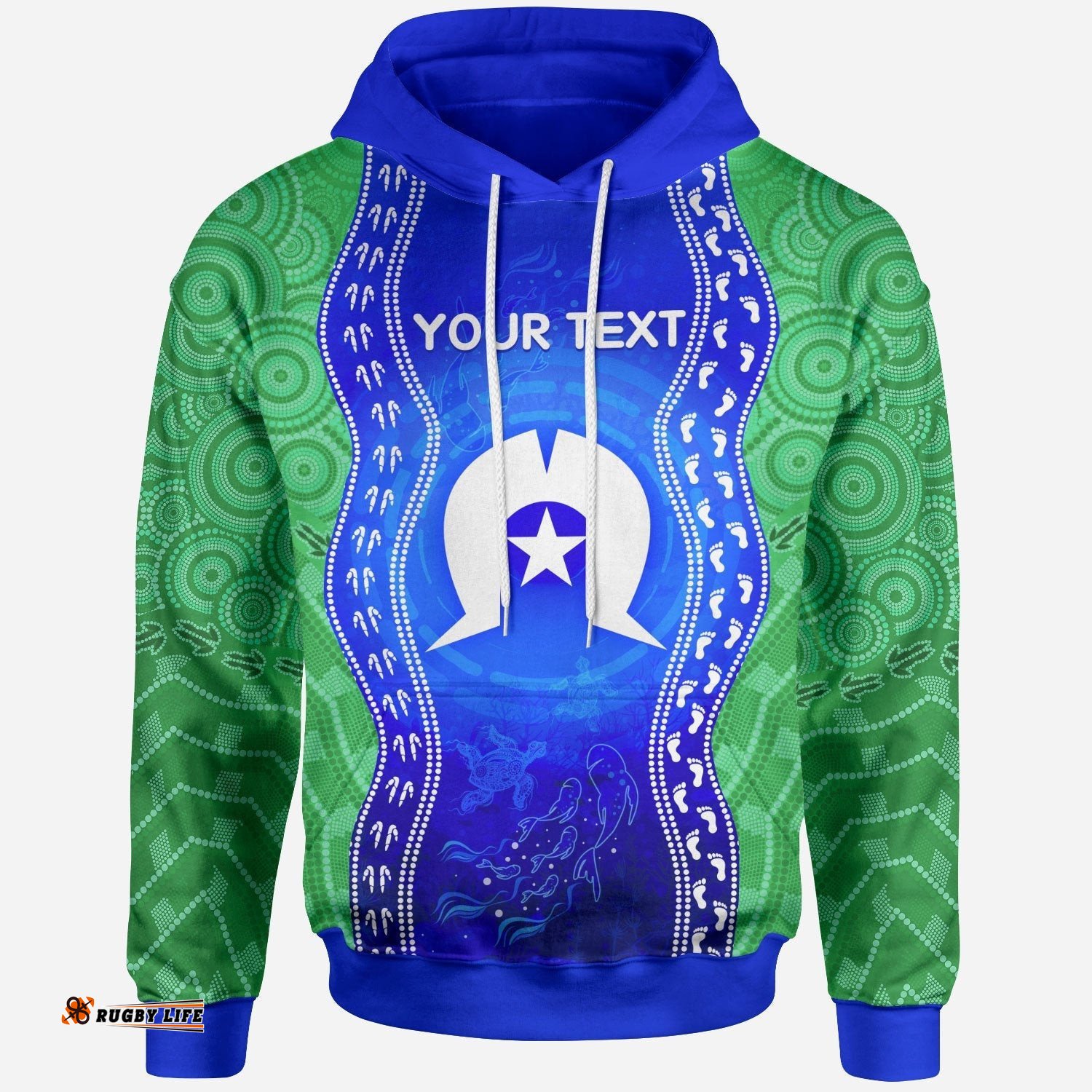 Custom Torres Strait Islanders Hoodie Torres Symbol With Aboriginal Patterns