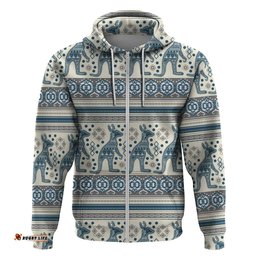 Aboriginal Hoodie, Kangaroo Pattern All Over Print