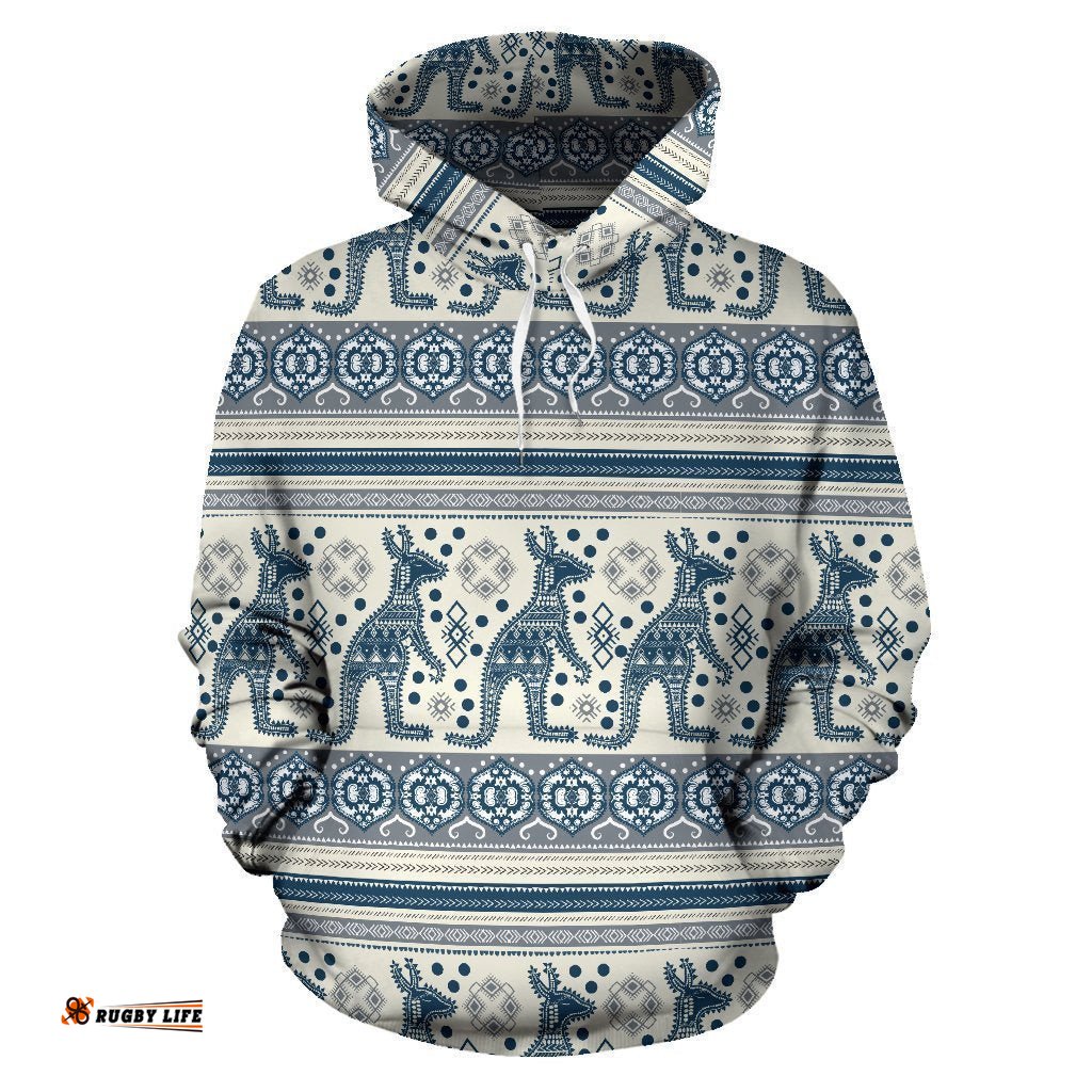 Aboriginal Hoodie, Kangaroo Pattern All Over Print