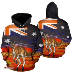 Hoodie Kangaroo Hoodie Uluru Aus Flag Landscape Art All Over Print Unisex