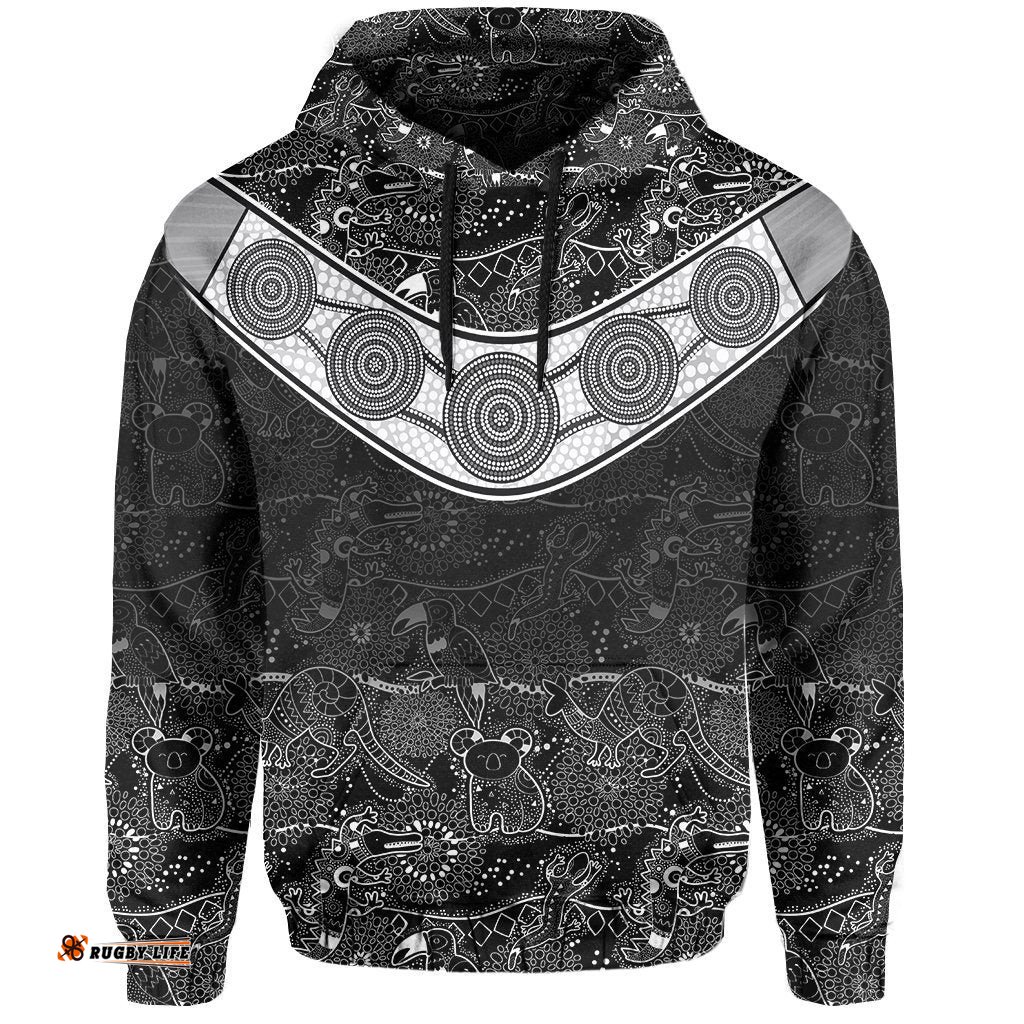 Aboriginal Hoodie, Boomerang Koala Kangaroo Patterns