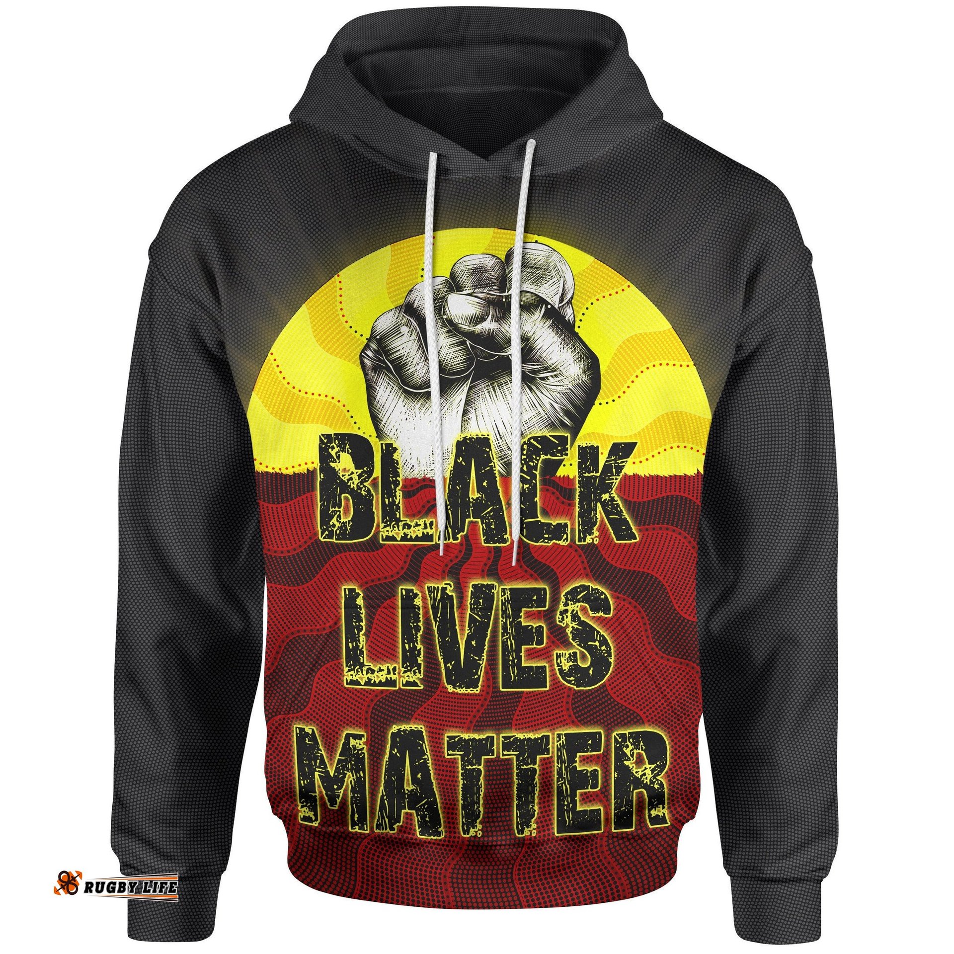 Hoodie, Aboriginal Black Lives Matter Sun Dot Painting