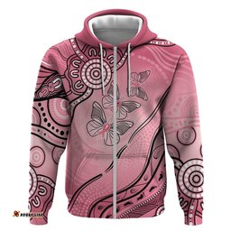 pink aboriginal butterfly ribbon cancer hoodie