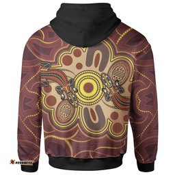 Aboriginal Hoodie, Indigenous Lizard Dot Painting Art