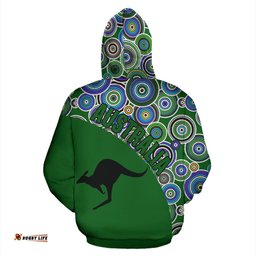 Aboriginal Hoodie, Kangaroo Patterns Circle Dot Painting 02