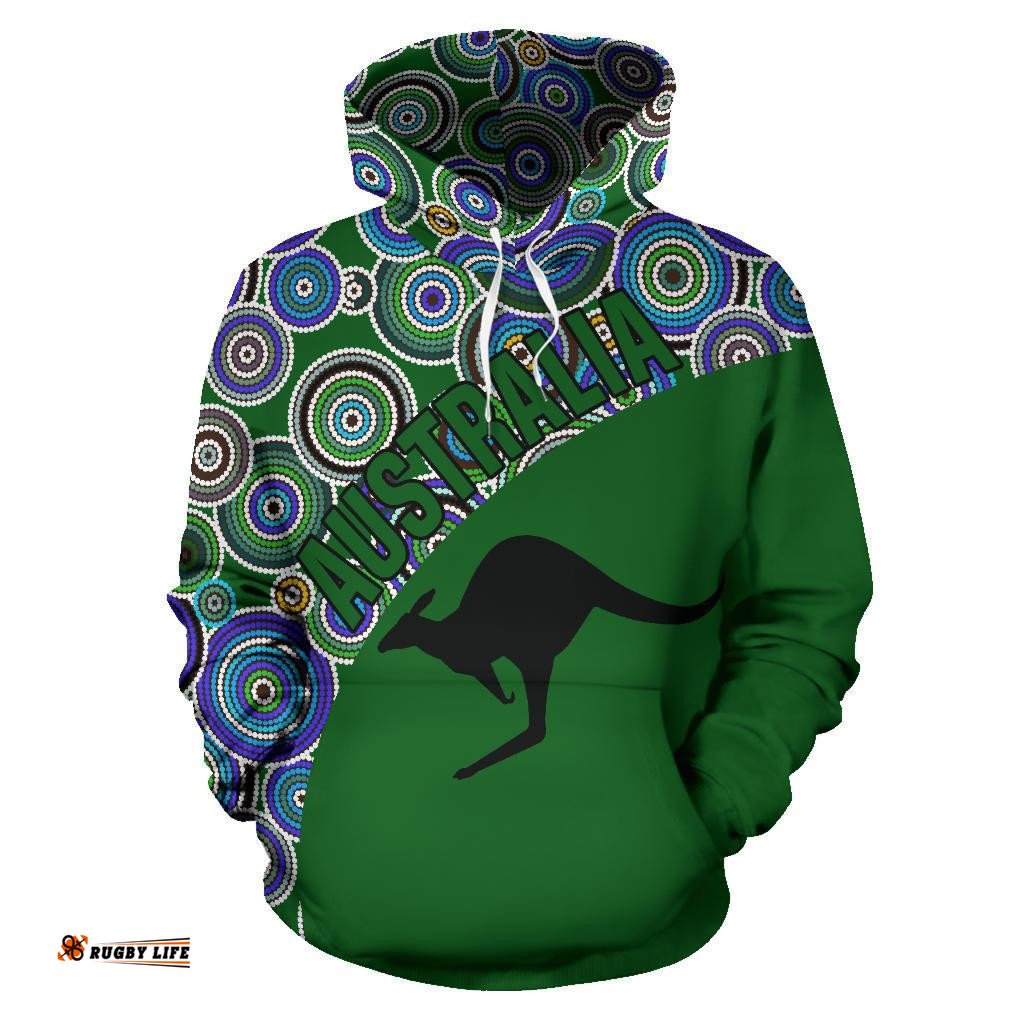 Aboriginal Hoodie, Kangaroo Patterns Circle Dot Painting 02