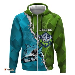personalised sharks and raiders rugby hoodie sporty style