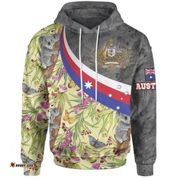 Hoodie, Australia Coat Of Arms with Koala Patterns Ver01