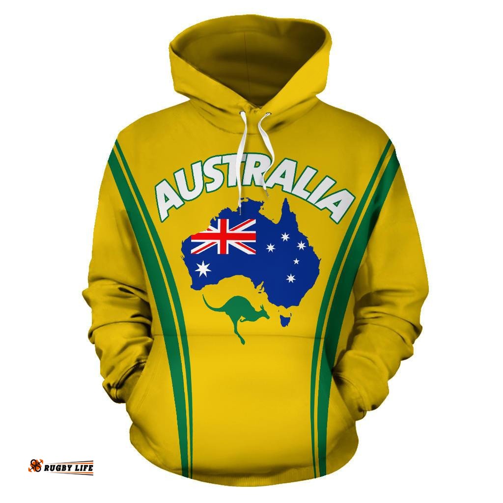 Hoodie Kangaroo Hoodie Australian Map Unisex