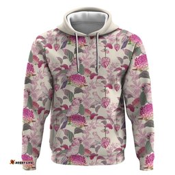 pink cockatoo australia hoodie tropical flowers seamless pattern