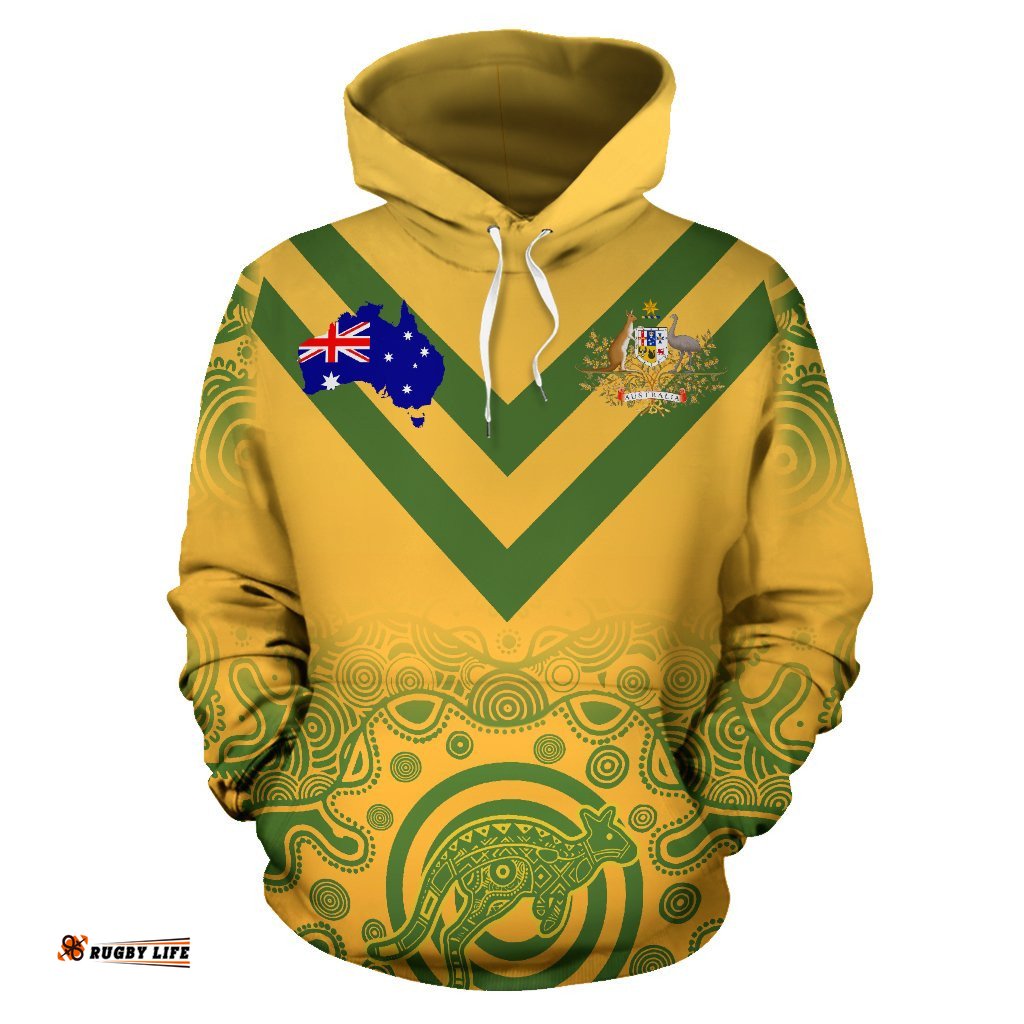 Abboriginal Hoodie, Australian Coat Of Arms Map Patterns