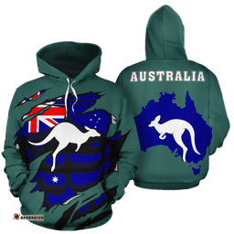 Hoodie Aus Flag Hoodie Kangaroo Map Ver05 Unisex