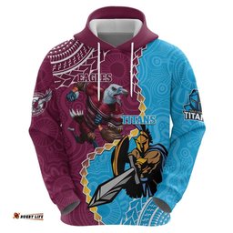 personalised eagles and titans rugby hoodie aboriginal mix polynesian pattern