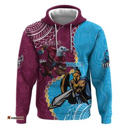 personalised eagles and titans rugby hoodie aboriginal mix polynesian pattern