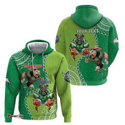 personalised rabbitohs and raiders rugby hoodie aboriginal mix polynesian pattern