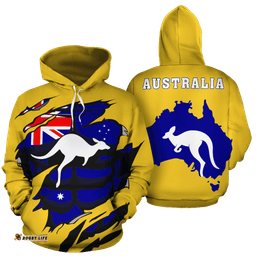 Hoodie Aus Flag Hoodie Kangaroo Map Ver06 Unisex