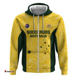 custom australia socceroos hoodie go aussie marble pattern sporty style
