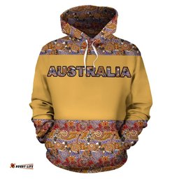 Aboriginal Hoodie, Kangaroo Patterns Koala Kookaburra Australian Animals
