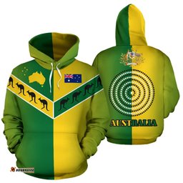 Aboriginal Hoodie, Aus Flag Patterns Mixing SymbolsDot Painting
