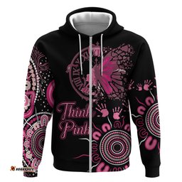 personalised aboriginal ribbons hoodie think pink butterfly art wall clock breast cancer