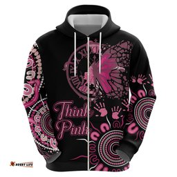 personalised aboriginal ribbons hoodie think pink butterfly art wall clock breast cancer