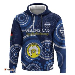 custom afl geelong naidoc week hoodie keep the fire burning indigenous art