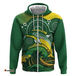 personalised australia swimming hoodie aussie dolphin aboriginal national color