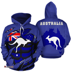Hoodie Aus Flag Hoodie Kangaroo Map Ver08 Unisex