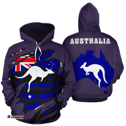 Hoodie Aus Flag Hoodie Kangaroo Unisex Map Ver07