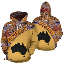 Aboriginal Hoodie, Australia Map Patterns Koala Kangaroo
