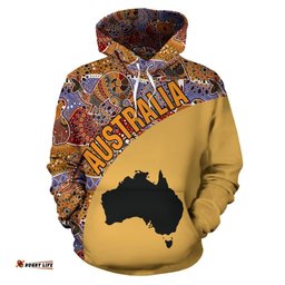 Aboriginal Hoodie, Australia Map Patterns Koala Kangaroo