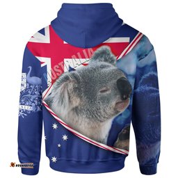 Hoodie Australia Flag and Coat Of Arms Hoodie Koala 3D