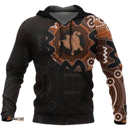 Aboriginal Hoodie, Turtle Patterns Australia Dot Painting Tattoo