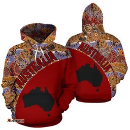 Aboriginal Hoodie, Australia Map Kangaroo Patterns Koala