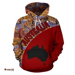Aboriginal Hoodie, Australia Map Kangaroo Patterns Koala