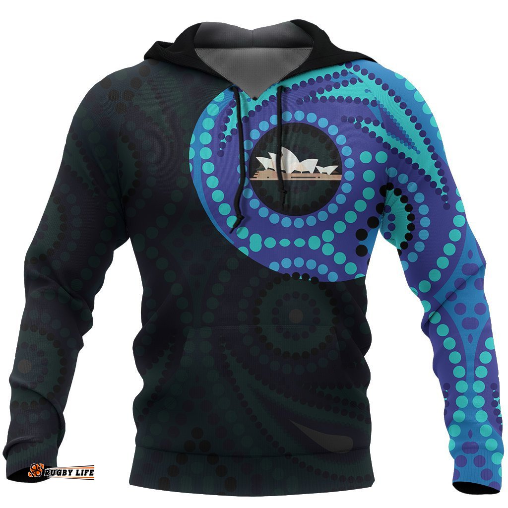 Aboriginal Hoodie, Sydney Opera Dot Painting Tattoo