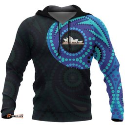 Aboriginal Hoodie, Sydney Opera Dot Painting Tattoo