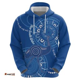 australia new south wales hoodie aussie emu with aboriginal art