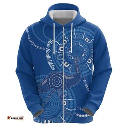 australia new south wales hoodie aussie emu with aboriginal art