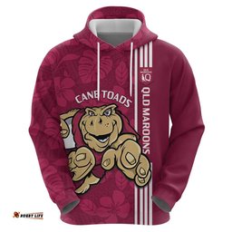 custom qld maroons rugby hoodie cane toads polynesian pattern tropical vibes