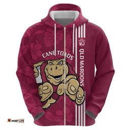custom qld maroons rugby hoodie cane toads polynesian pattern tropical vibes