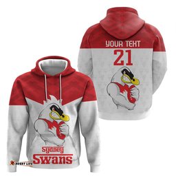 afl sydney custom hoodie with swans mascot simple style