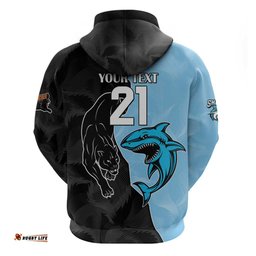 nrl panthers shark mascot custom hoodie cracked metal style