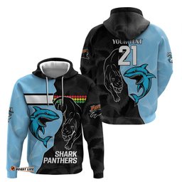nrl panthers shark mascot custom hoodie cracked metal style