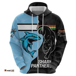 nrl panthers shark mascot custom hoodie cracked metal style