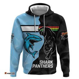 nrl panthers shark mascot custom hoodie cracked metal style